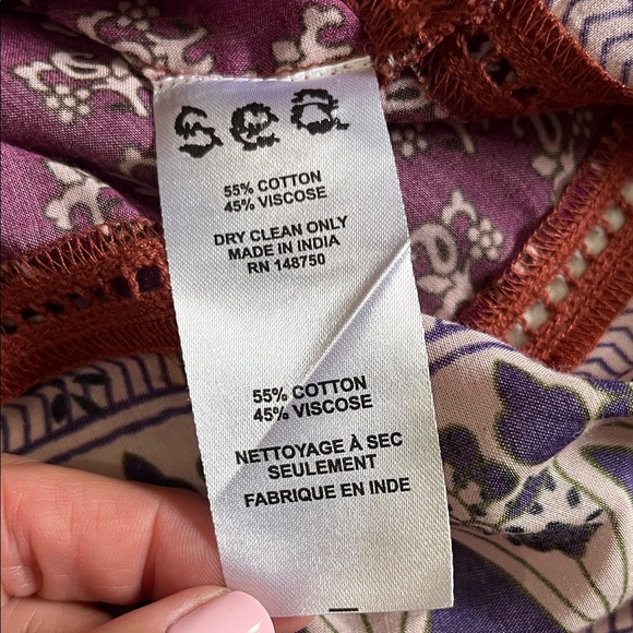 Sea New York Rust and Purple Patterned Fluttered Sleeve Top - Picture 6 of 8